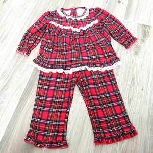 Little Me Red plaid Christmas pj set 18mo